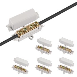 SHENGYIG Pack of 5 Brass Cable Connectors, Double Screw Terminal Block Set, Grey Through Connectors for Wires from 2.5 to 16 mm², Ideal for Electrical Installations