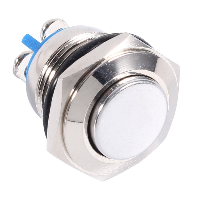 Momentary Push Button Start Switch, 16mm 12V Waterproof Metal Button