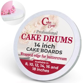 Cakebon Cake Boards - Sturdy 1/2 Thick Drums - 14 Inch Professional Fully Wrapped Edges White 6-Pack