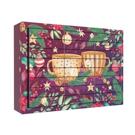 Tea Advent Calendar by FROG.coffee - With Advent Wreath Design, Vouchers and Other Extras - 48 Tea Bags in 24 Varieties from Top Brands