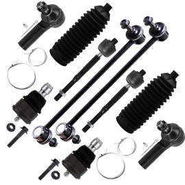 10-PC SET Suspension Kit fit 2009-2012 for Ford Escape 2010-2011 for Mazda Tribute for Mercury Mariner Front Outer Inner Tie Rod End Steering Boot Lower Ball Joint Sway Bar Link