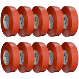 OhLectric Professional Grade Vinyl Electrical Tape - 7 Mil Thick, Heavy Duty, Flame Retardant, Heat Resistant - 3/4 Inch x 60 Feet - UL, CSA Listed (Pack of 10) (Red)