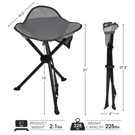 Portal Tall Folding Tripod Stool for Outdoor Camping Walking Hunting Hiking Fishing Travel, Support 225 lbs