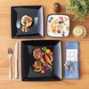 vancasso Soho Dinnerware Sets 12 Pieces, Black Stoneware Square Place