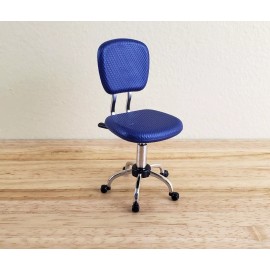 Town Square Miniatures Dollhouse Office Chair Modern Desk Purple/Blue 1:12 Scale Miniature Furniture