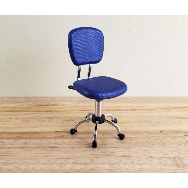 Town Square Miniatures Dollhouse Office Chair Modern Desk Purple/Blue 1:12