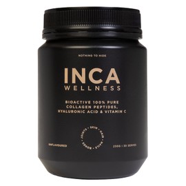 Inca Organics Pure Collagen Powder + Hyaluronic Acid & Vitamin C, White, 230 g