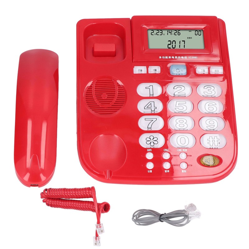 Corded Desktop Phone Wired Fixed Telephone with Big Ringtone Luminous
