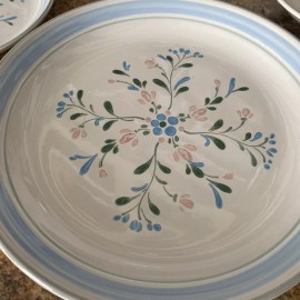 Fascino Dinnner Blue Floral Stoneware FULL SETTING NEVER USED plate Bowl Mug Vtg