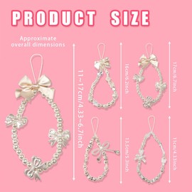 4 PCS Cute Phone Charms Strap Kit,Pearl Beaded Bow Butterfly Flower Anti,Theft Bracelet phone charms strap,Bag,Camera,AirPods (Y2K Aesthetic)
