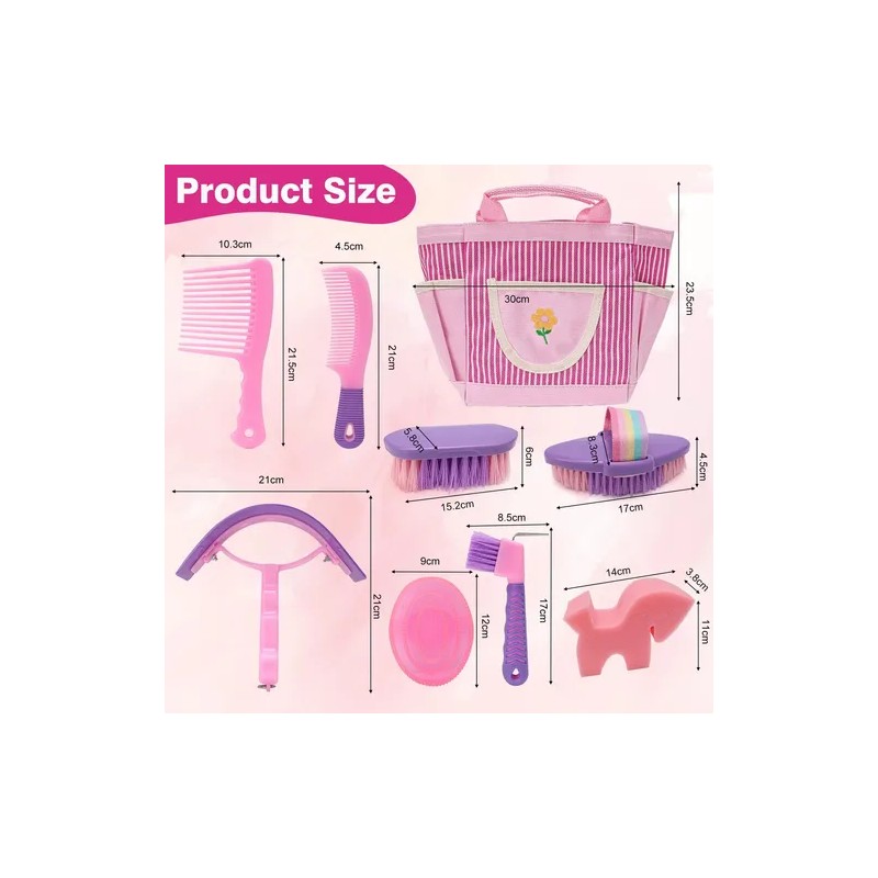 Kit De Aseo Para Caballos 9 Herramientas Bolsa Organizadora