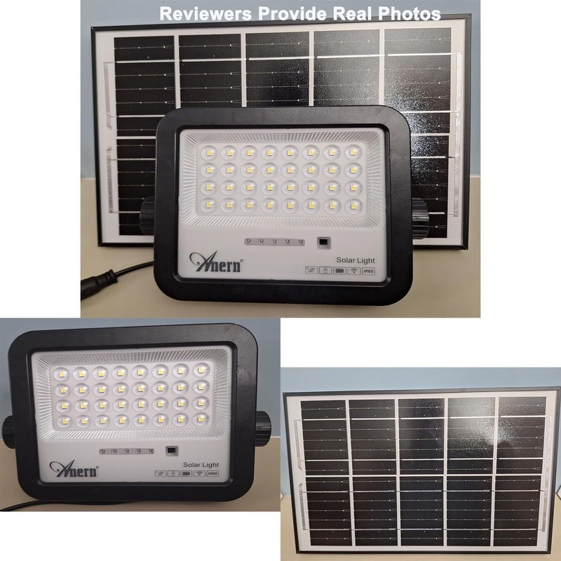 Anern Outdoor Solar Flood Light, 2 Pack 6500K Bright White