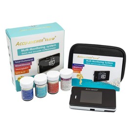 Accu-Answer Blood Glucose Cholesterol Uric Acid and Hemoglobin Monitoring Device