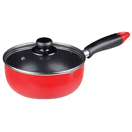 Pearl Metal HB-6140 Yukihira Pot, 7.1 inches (18 cm), Glass Lid Included, For Gas Fire, Fluorine, Red Only One Stage