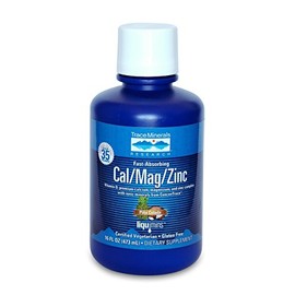 Trace Minerals Cal/Mag/Zinc líquido, calcio, magnesio, zinc, vitamina D3 | Suplemento dietético que apoya la densidad de tejido, músculo y hueso (16 o