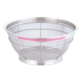 遠藤商事 業務用 TKG NEWマンモス カラー 浅型ざる 25cm ピンク ステンレス 日本製 AZL4713