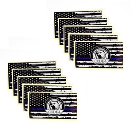 American Thin Blue Line Sticker - Car & Laptop Decal - Patriotic Police Symbol, CODE 4:_5pcs