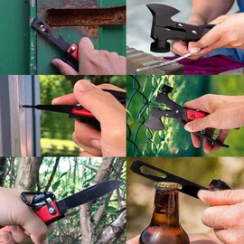Multitool Portable Emergency Escape Axe Hammer Ergonomic Design,Multitool Camping Gear - 16 in 1 Emergency Survival Gear for Outdoor Camping Hiking, Gifts for Men Dad Husband Boyfriend