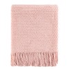 BATTILO HOME Pink Knitted Throw Blanket Textured Solid Sofa Couch