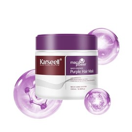 Karseell 3.38floz 100ml Mascarilla Capilar Morada Profesional Neutraliza los Tonos Latón y Amarillos Para Cabellos Rubios Plateados Grises con Mechas