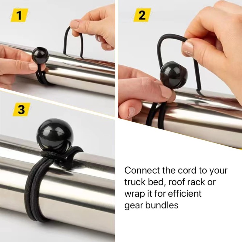 Hodzeed Ball Bungee Cords, 23CM/9IN Black Tie Down Cords for