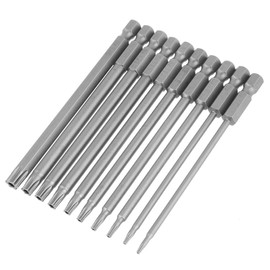 10pcs destornilladores Torx Bits Set acero S2 1/4 pulgadas punta de destornillador hexagonal cabeza de taladro Set 100 mm de longitud