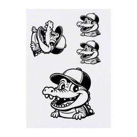 4 x 'Cute Alligator' Temporary Tattoos - Water Resistant, Skin-Safe, Non-Toxic Transfers, Mixed Sizes (TO00083190)