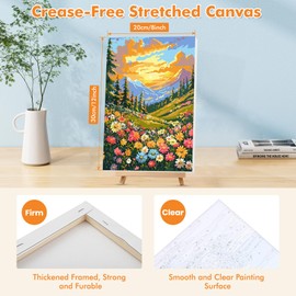 Lxmsja Paint by Numbers Adults Children with Frame, Painting by Numbers Landscape with Wooden Easel, DIY Set Adults with Brushes and Acrylic Paints, Oil Painting Canvas for Home Decor, 20 x 30 cm