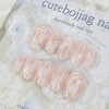 Pearl Ribbon Handmade Nail Tips - Stiletto M / 진주
