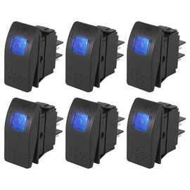 X AUTOHAUX 6pcs Universal Interior Rocker Switch 4 Pins LED Light 20A 12V Toggle Switch for Automotive Cars Vehicles Trucks