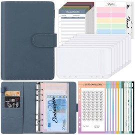 SKYDUE Budget Planner, Budget Planner German, Savings Book for Money, Household Book, Cash Organiser with Money Compartments (Dark Blue)