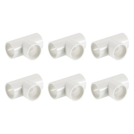 uxcell 3/4" PVC Tee, 6 Pcs 3 Way Elbow Connector Furniture Grade PVC Tee Elbow Pipe Fitting Adapter Corner Fitting for Water Supplies Build Furniture Shelves Tents, White