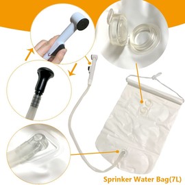 Inflatable Bedside Shampoo Basin kit, Bedridden Shower System for Disabled& Elderly Bed Easy, Pregnancy, or Post-Surgical, Overhead Shower with Water Bag(Set of 6)