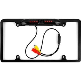 Absolute CAM2100B Black License Plate Backup Camera Front Rear View Reverse Camera with 8 LED Night Vision 170 Degree Viewing Angle Waterproof Backup Camera for Cars