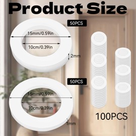 Fittings Plastic Room Doors Special Door Washers Diameter 10 x 15 x 1 mm / 2 mm Pack of 100 Hinge Rings Door Hinge Mounting Rings Without Abrasion Marks for Standard Room Doors