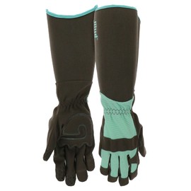 MUD Gauntlet Women's Synthetic Leather Palm with Extended Safety Cuff Garden Gloves, Silicone Fingertips, Padded Palm, Abrasion Resistant, Mint, Medium/Large, (MD53001MT-WML)