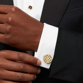 Luxurious Crystal Cufflinks for Men with Gift Box, Gold Tone Cuff links for Men's Dress Shirts and French Cuff Shirts on Birthday Party Wedding Anniversary