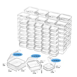 Pure Future Bead Organizer Box, 102Pcs Small Bead Organizers and Storage Plastic Cases, Mini Bead Storage Containers Boxes with Hinged Lid and Clear Bracelet Making DIY Jewelry Craft Nail