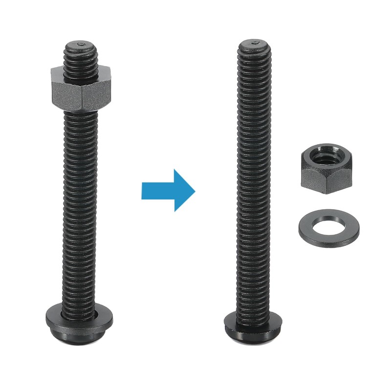 PATIKIL M6x50mm Black Nylon Bolts Plastic Nuts Full Thread Head