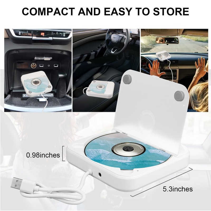 Portable CD Player for Car, Car CD Player with USB/AUX