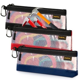 Clear Tool Pouch, 14" Long Tool Bag, Small Zipper Pouch, See Through Tool Pouch Bag for Tool Box Organizers and Storage, Heavy Duty Tool Bag for Men and Women, 3 Pack