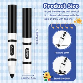 Janlaugh 30 Pcs Mini Washable Markers Bulk Broad Line Markers Set Broad Tip Washable mark pens Small Conical Tip mark pen for School Supplies, Art Supplies, Ages 6+(Black)