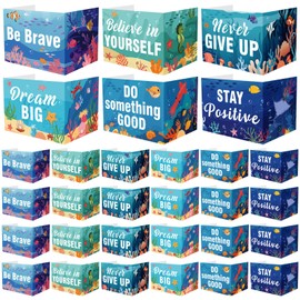 Honoson 24 Pcs Bulk Inspirational Privacy Folders for Students Cardboard Test Privacy Boards Motivational Words Desk Dividers Shield for Classroom School Study Supplies, 6 Styles (Ocean Animal)
