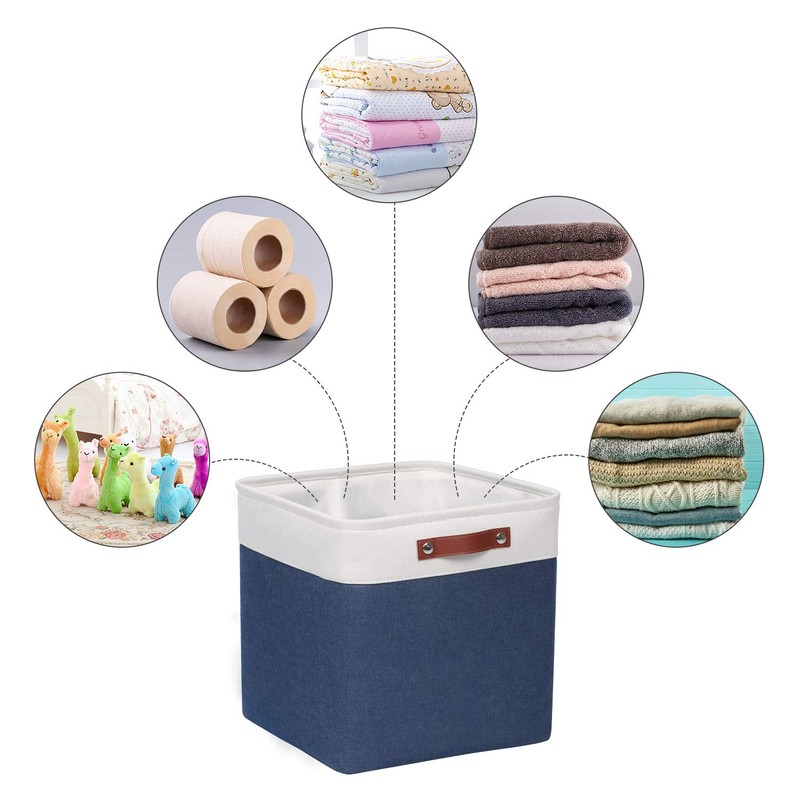 Univivi Fabric Storage Baskets with Hard Bottom 4 Pack 13