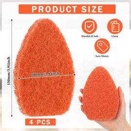 Baderke 4 Pcs Tub Tile Scrubber Cleaning Brush Pads (Without Handle) Brush Non-Scratch Scouring Pads for Shower Bathroom Buildup Toilet Wall Floor (Orange)
