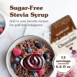 NuNaturals Stevia Syrup, Sugar-Free Sweetener, Plant-Based Sugar Substitute, Zero Calorie, Sugar-Free Syrup, Chocolate, 6.6oz (3-Pack)