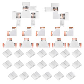 SUPERNIGHT 4Pin LED Light Connectors, 10mm Wide Right Angle Corner T-Shape Solderless Adapter Terminal Extension for 5050 3528 RGB Led Strip Lights