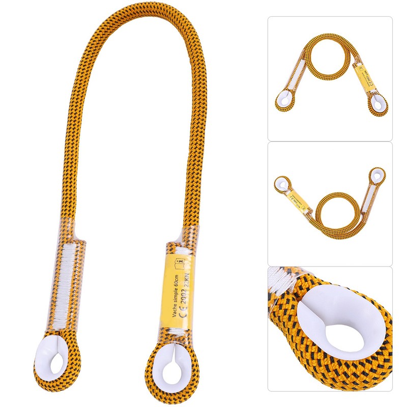 60/120/150cm Outdoor Survival Climbing Safety Rope with Ring Bearing(Yellow 60cm)