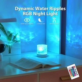 YXQUA Ocean Wave Ceiling Projector,16 Colors Ocean Wave Light Projector, Water Ripple Ambient Night Light with Remote, Touch Control Aurora Projector Non-Wood for Bedroom,Room Decor,Kids Room (Cubic)
