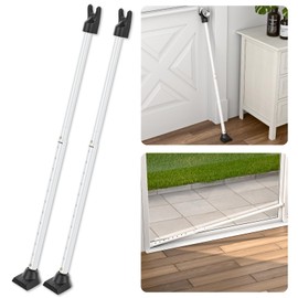SECURITYMAN 2-in-1 Door Security Bar & Sliding Patio Door Security Bar (2 Pack) via Interchangeable Caps - Heavy Duty Iron Construction Door Stoppers for Home, Apartment, Travel Hotel - White